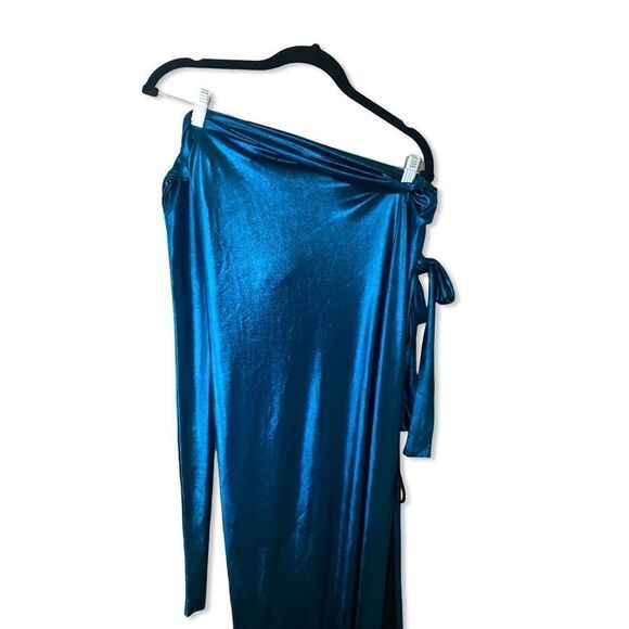 J.Angelique Disa Dress teal metallic knit wrap maxi gown Revolve NWT XS - Picture 6 of 14